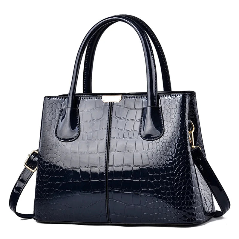 Bolsa de Ombro Shainy Feminina – Couro Brilhante e Grande Capacidade
