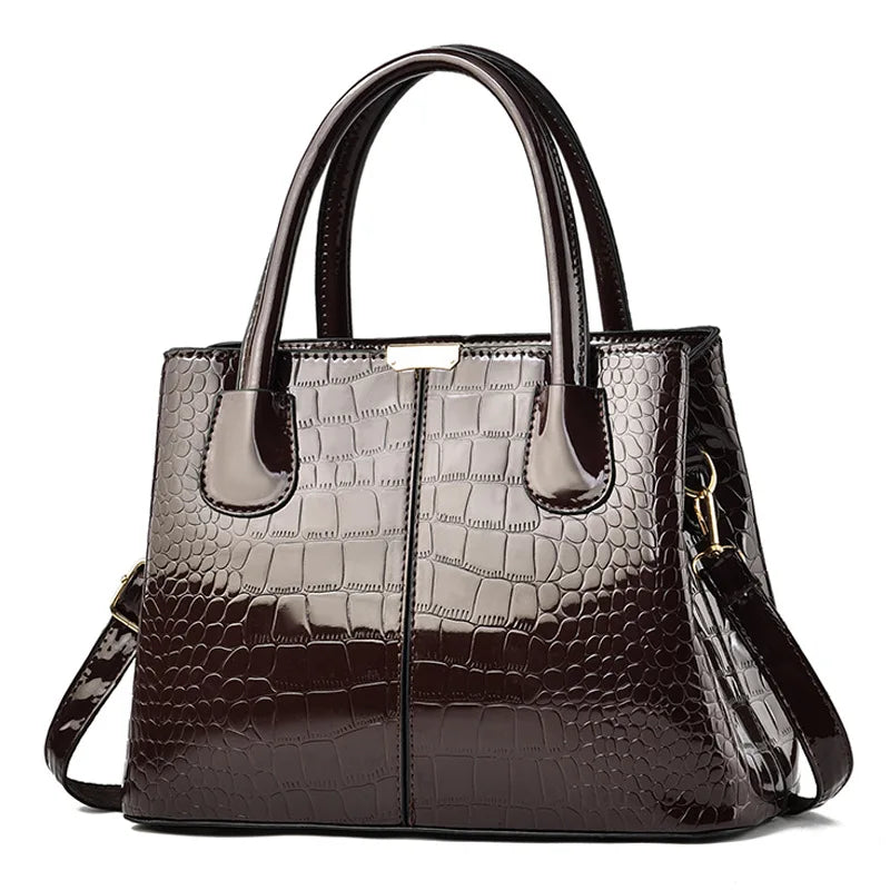 Bolsa de Ombro Shainy Feminina – Couro Brilhante e Grande Capacidade
