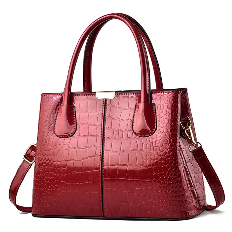 Bolsa de Ombro Shainy Feminina – Couro Brilhante e Grande Capacidade